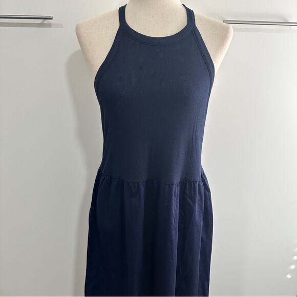 Madison & Berkeley Size M Navy Blue Midi Tank Dress Neutral Layering Minimalist - Picture 3 of 12
